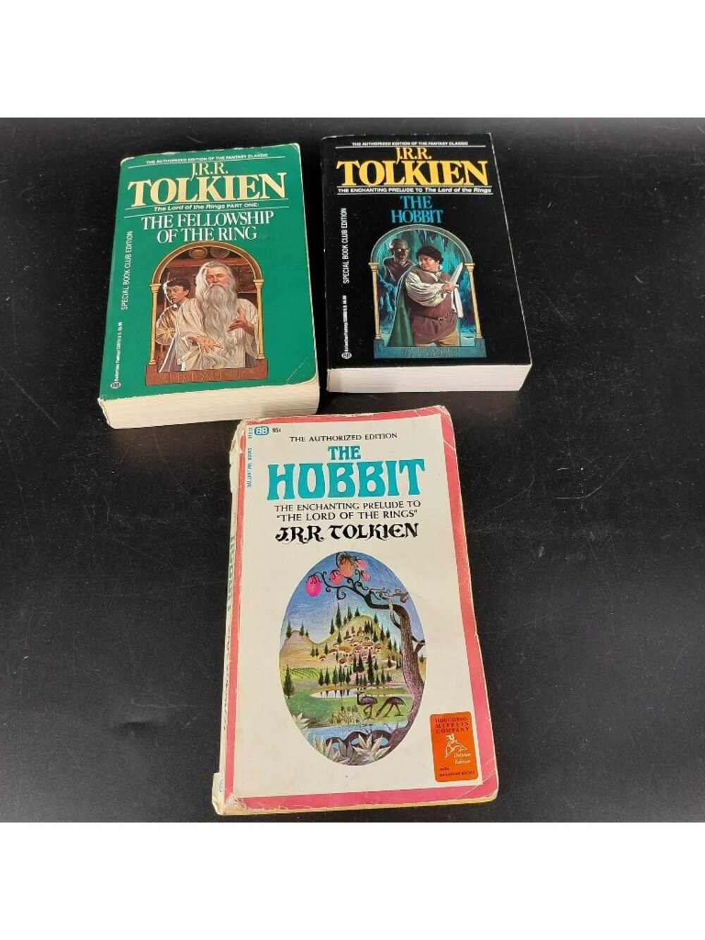 Vintage JRR Tolkien Hobbit Fellowship Lot 3 Ballantine Paperback Fantasy Epic